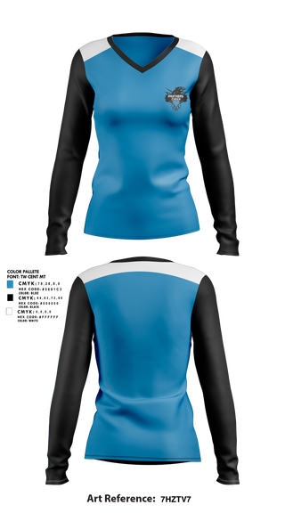 Cramerton Panthers Football and Cheer 89738490 Women's Long Sleeve V-neck Shirt - 2