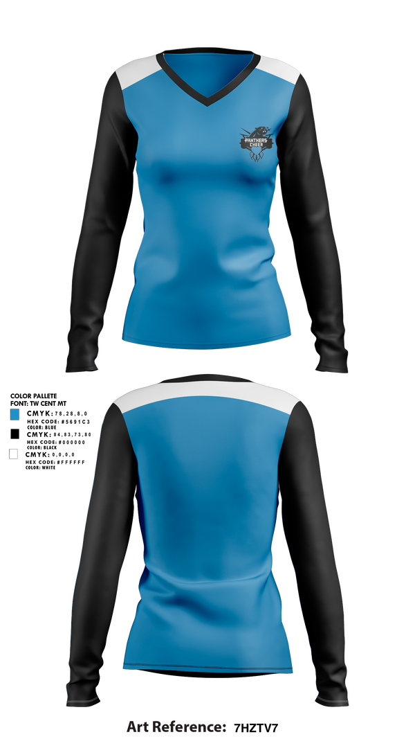 Cramerton Panthers Football and Cheer 89738490 Women's Long Sleeve V-neck Shirt - 2