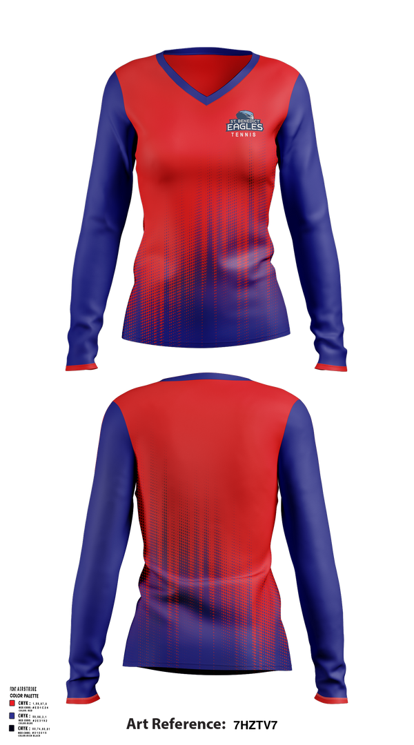 SBA Eagles Tennis 44818213 Women's Long Sleeve V-neck Shirt - 1