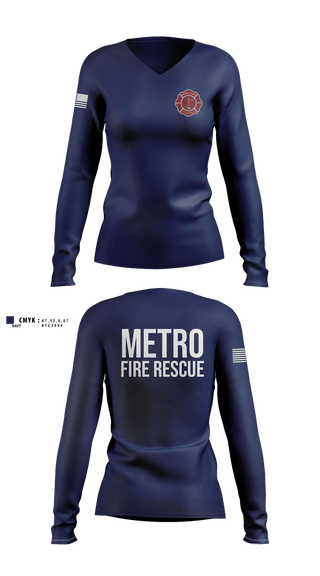 Womens Long Sleeve Vneck Shirt, Metro Fire Rescue, Fire Department, Teamtime, Team time, sublimation, custom sports apparel, team uniforms, spirit wear, spiritwear, sports uniforms, custom shirts, team store, custom team store, fundraiser sports, apparel fundraiser