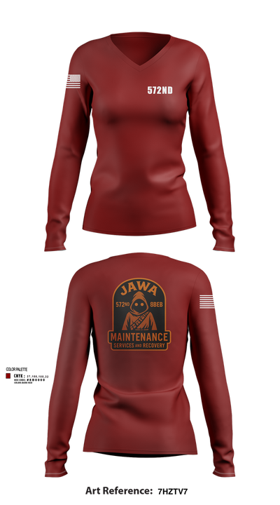 572nd 81334330 Women's Long Sleeve V-neck Shirt - 103