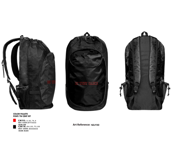 Gear Bag, DC West Dance, Spirit Store, Teamtime, Team time, sublimation, custom sports apparel, team uniforms, spirit wear, spiritwear, sports uniforms, custom shirts, team store, custom team store, fundraiser sports, apparel fundraiser