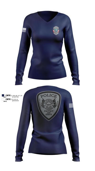 Bradenton Police HNT 75386069 Women's Long Sleeve V-neck Shirt - 100