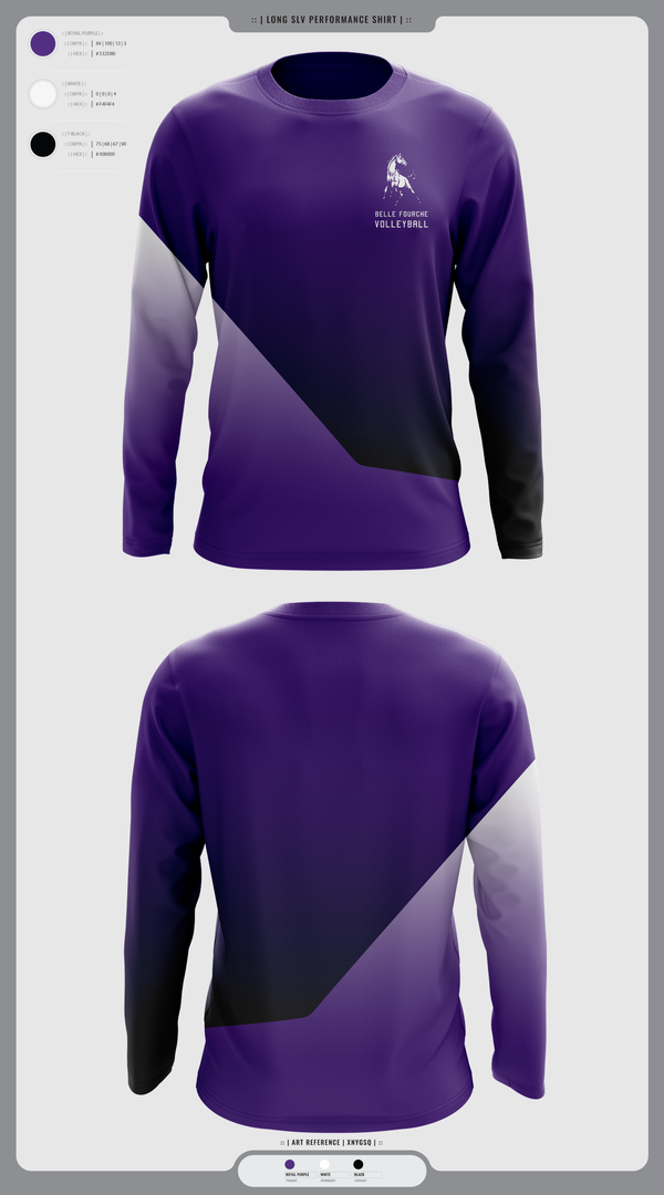 Long Sleeve Performance Shirt, Belle Fourche Volleyball, Women's Volleyball, Teamtime, Team time, sublimation, custom sports apparel, team uniforms, spirit wear, spiritwear, sports uniforms, custom shirts, team store, custom team store, fundraiser sports, apparel fundraiser