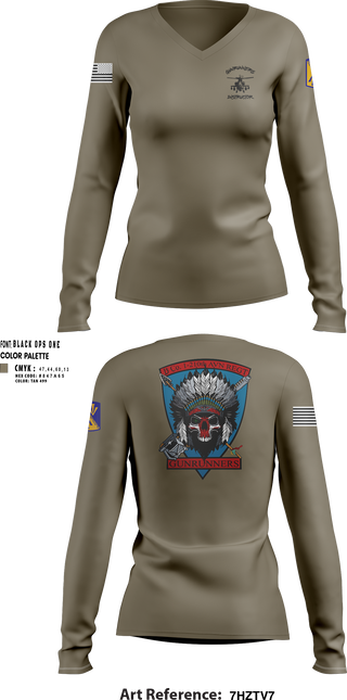 B Company, 1-210th Aviation Regt 56146981 Women's Long Sleeve V-neck Shirt - 6