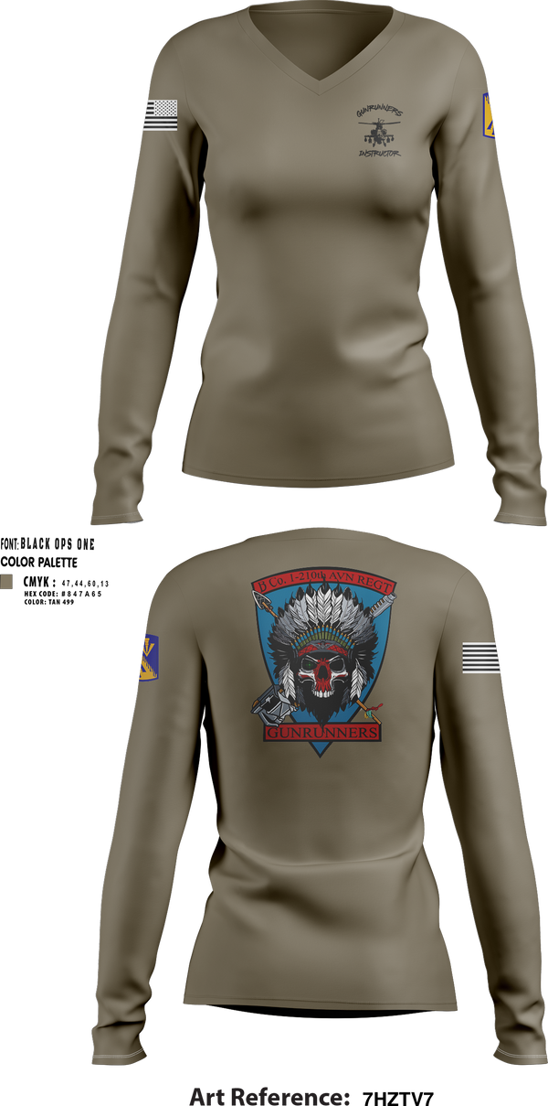 B Company, 1-210th Aviation Regt 56146981 Women's Long Sleeve V-neck Shirt - 6