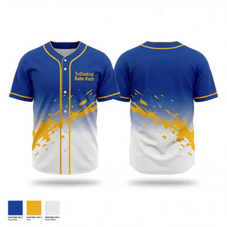 Full Button Baseball Jersey, Tri-Central Babe Ruth, Baseball, Teamtime, Team time, sublimation, custom sports apparel, team uniforms, spirit wear, spiritwear, sports uniforms, custom shirts, team store, custom team store, fundraiser sports, apparel fundraiser