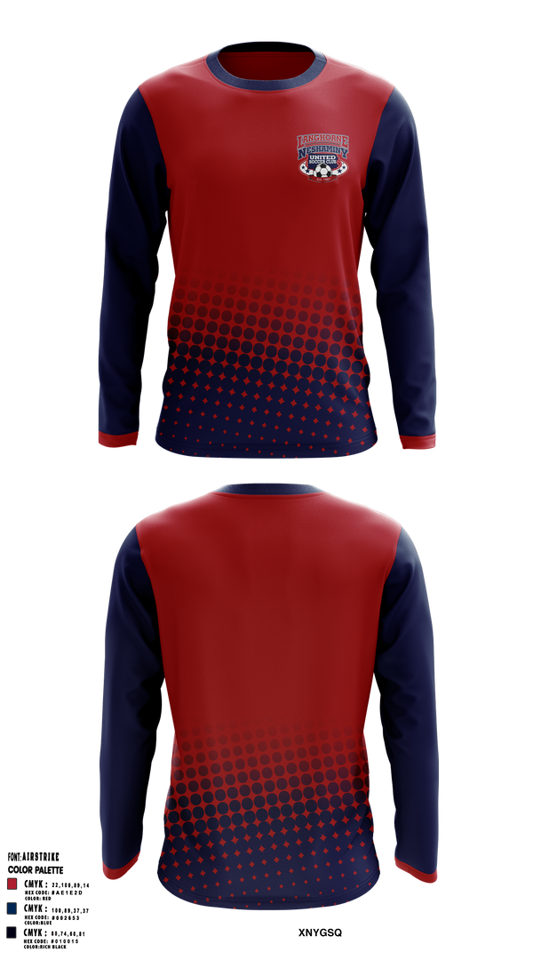 Langhorne Neshaminy United Soccer Club 57923086 Long Sleeve Performance Shirt 1