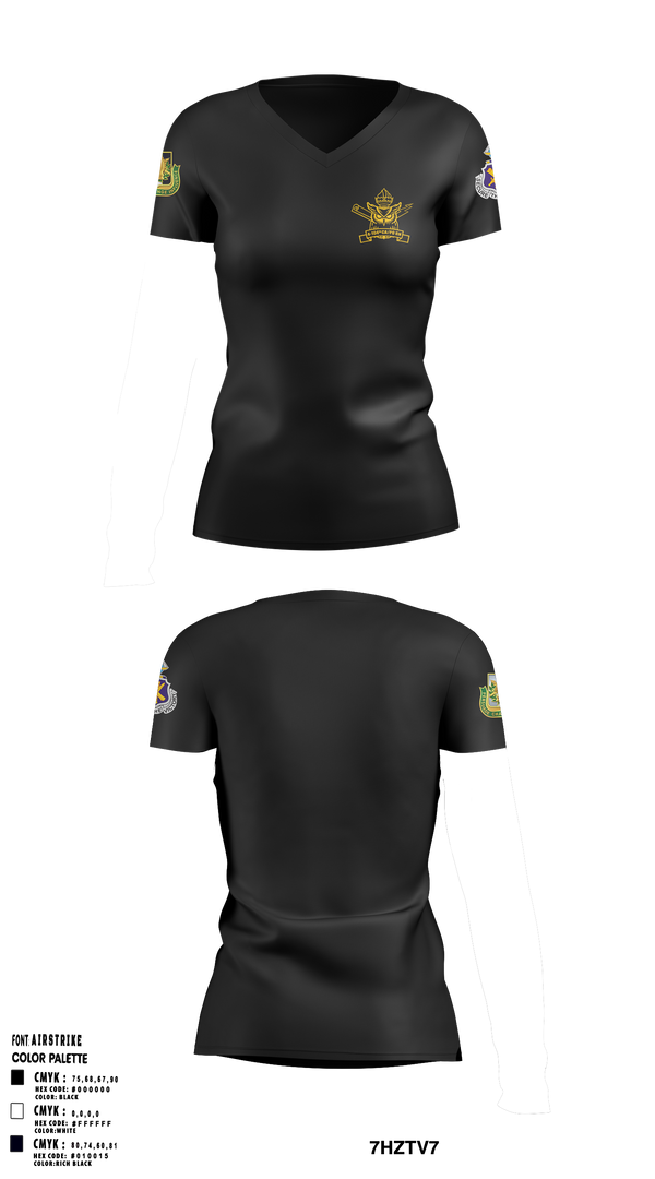 4th/104th BN (CA/PO) 7380170 Women's Short Sleeve V-neck Shirt - 1