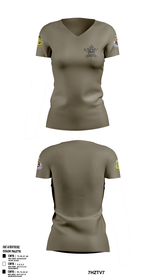 4th/104th BN (CA/PO) 7380170 Women's Short Sleeve V-neck Shirt - 2