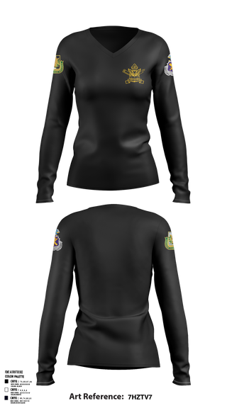 4th/104th BN (CA/PO) 7380170 Women's Long Sleeve V-neck Shirt - 1