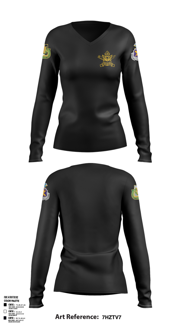 4th/104th BN (CA/PO) 7380170 Women's Long Sleeve V-neck Shirt - 1