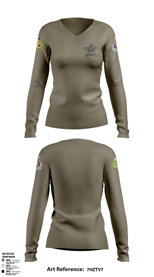 4th/104th BN (CA/PO) 7380170 Women's Long Sleeve V-neck Shirt - 2