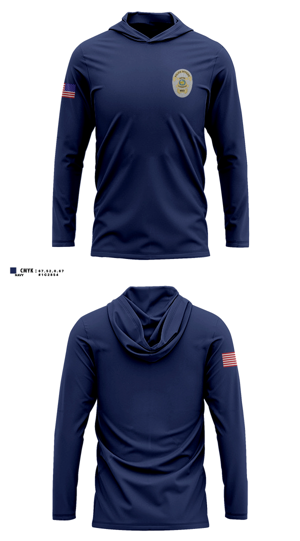 Long Sleeve hooded sunshirt, Wayne Twp. Police Dept., Police, Teamtime, Team time, sublimation, custom sports apparel, team uniforms, spirit wear, spiritwear, sports uniforms, custom shirts, team store, custom team store, fundraiser sports, apparel fundraiser
