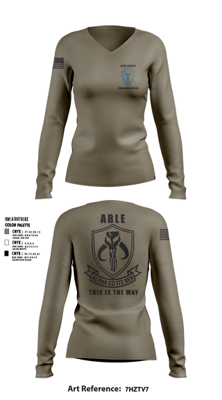 Womens Long Sleeve Vneck Shirt, A Co 172 BEB, National Guard, Teamtime, Team time, sublimation, custom sports apparel, team uniforms, spirit wear, spiritwear, sports uniforms, custom shirts, team store, custom team store, fundraiser sports, apparel fundraiser