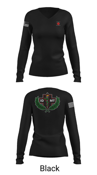 Womens Long Sleeve Vneck Shirt, IDMTs, Air Force, Teamtime, Team time, sublimation, custom sports apparel, team uniforms, spirit wear, spiritwear, sports uniforms, custom shirts, team store, custom team store, fundraiser sports, apparel fundraiser