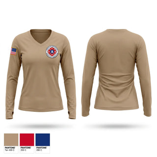 Womens Long Sleeve Vneck Shirt, ASONABIBO, Fire Department, Teamtime, Team time, sublimation, custom sports apparel, team uniforms, spirit wear, spiritwear, sports uniforms, custom shirts, team store, custom team store, fundraiser sports, apparel fundraiser