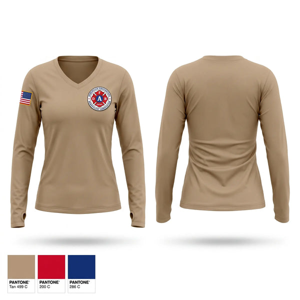 Womens Long Sleeve Vneck Shirt, ASONABIBO, Fire Department, Teamtime, Team time, sublimation, custom sports apparel, team uniforms, spirit wear, spiritwear, sports uniforms, custom shirts, team store, custom team store, fundraiser sports, apparel fundraiser