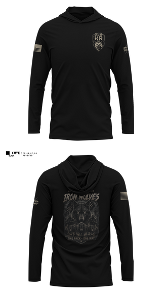 Long Sleeve Performance Shirt with hood, 258th HR CO, Army, Teamtime, Team time, sublimation, custom sports apparel, team uniforms, spirit wear, spiritwear, sports uniforms, custom shirts, team store, custom team store, fundraiser sports, apparel fundraiser