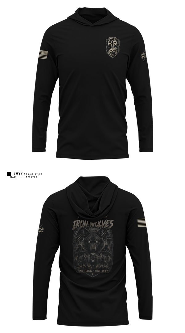 Long Sleeve Performance Shirt with hood, 258th HR CO, Army, Teamtime, Team time, sublimation, custom sports apparel, team uniforms, spirit wear, spiritwear, sports uniforms, custom shirts, team store, custom team store, fundraiser sports, apparel fundraiser