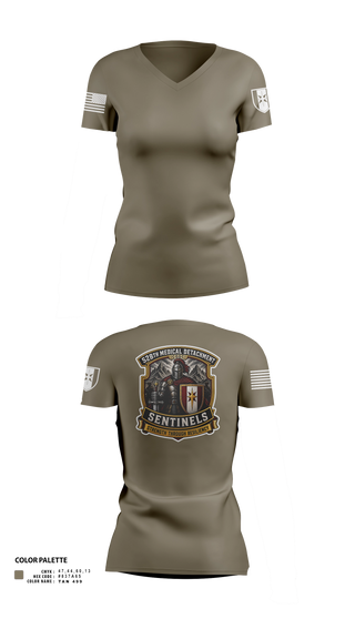 Womens Short Sleeve Vneck Shirt, 528th MED DET COSC, Army, Teamtime, Team time, sublimation, custom sports apparel, team uniforms, spirit wear, spiritwear, sports uniforms, custom shirts, team store, custom team store, fundraiser sports, apparel fundraiser