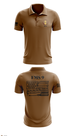 Short Sleeve Performance Polo, FMS #9, Army, Teamtime, Team time, sublimation, custom sports apparel, team uniforms, spirit wear, spiritwear, sports uniforms, custom shirts, team store, custom team store, fundraiser sports, apparel fundraiser