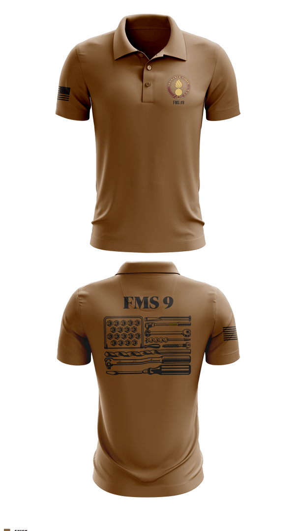 Short Sleeve Performance Polo, FMS #9, Army, Teamtime, Team time, sublimation, custom sports apparel, team uniforms, spirit wear, spiritwear, sports uniforms, custom shirts, team store, custom team store, fundraiser sports, apparel fundraiser