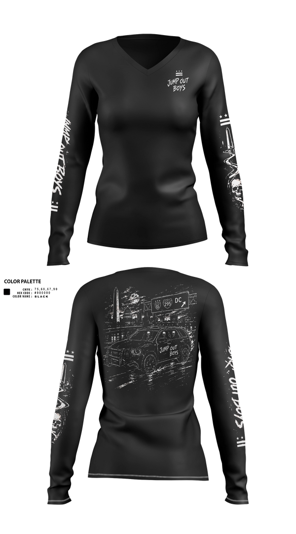 Womens Long Sleeve Vneck Shirt, Crime Patrol Unit, Police, Teamtime, Team time, sublimation, custom sports apparel, team uniforms, spirit wear, spiritwear, sports uniforms, custom shirts, team store, custom team store, fundraiser sports, apparel fundraiser