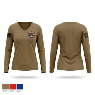 Womens Long Sleeve Vneck Shirt, LVFD, Fire Department, Teamtime, Team time, sublimation, custom sports apparel, team uniforms, spirit wear, spiritwear, sports uniforms, custom shirts, team store, custom team store, fundraiser sports, apparel fundraiser