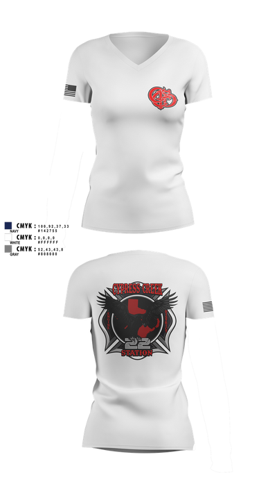 Cy creek fire 22 83530628 Women's Short Sleeve V-neck Shirt - 3