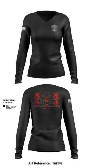 Womens Long Sleeve Vneck Shirt, 11th MDB, Army, Teamtime, Team time, sublimation, custom sports apparel, team uniforms, spirit wear, spiritwear, sports uniforms, custom shirts, team store, custom team store, fundraiser sports, apparel fundraiser