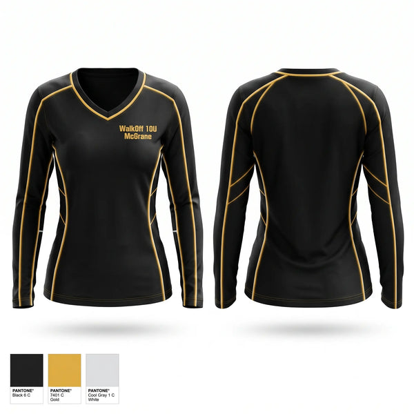 Womens Long Sleeve Vneck Shirt, Walk-Off 10U McGrane, Softball, Teamtime, Team time, sublimation, custom sports apparel, team uniforms, spirit wear, spiritwear, sports uniforms, custom shirts, team store, custom team store, fundraiser sports, apparel fundraiser