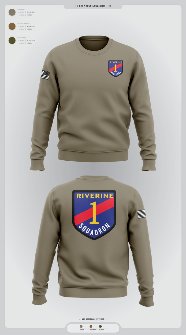 Crew Neck Sweatshirt, Riverine Squadron One, , Teamtime, Team time, sublimation, custom sports apparel, team uniforms, spirit wear, spiritwear, sports uniforms, custom shirts, team store, custom team store, fundraiser sports, apparel fundraiser