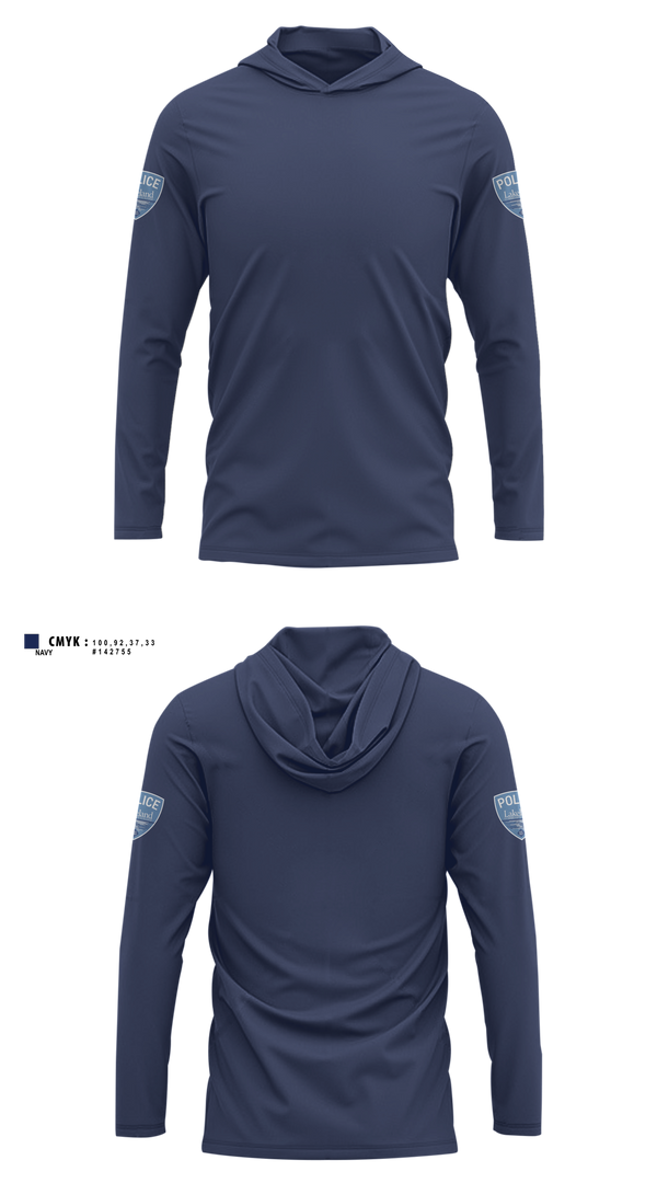 Long Sleeve Performance Shirt with hood, Lakeland Community College Police Department, Police, Teamtime, Team time, sublimation, custom sports apparel, team uniforms, spirit wear, spiritwear, sports uniforms, custom shirts, team store, custom team store, fundraiser sports, apparel fundraiser