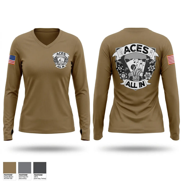 Womens Long Sleeve Vneck Shirt, 82nd ADSB, Army, Teamtime, Team time, sublimation, custom sports apparel, team uniforms, spirit wear, spiritwear, sports uniforms, custom shirts, team store, custom team store, fundraiser sports, apparel fundraiser