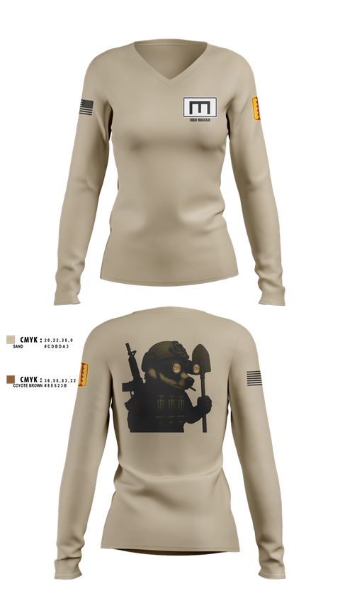 Womens Long Sleeve Vneck Shirt, 180th ESC, , Teamtime, Team time, sublimation, custom sports apparel, team uniforms, spirit wear, spiritwear, sports uniforms, custom shirts, team store, custom team store, fundraiser sports, apparel fundraiser