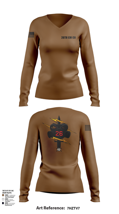 26th CM Co 80721197 Women's Long Sleeve V-neck Shirt - 102