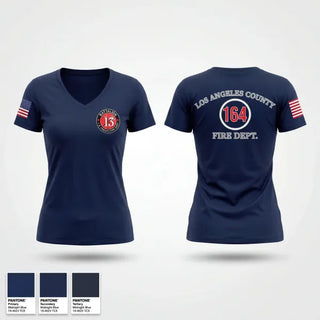 Womens Short Sleeve Vneck Shirt, LA County Firehouse 164, Fire Department, Teamtime, Team time, sublimation, custom sports apparel, team uniforms, spirit wear, spiritwear, sports uniforms, custom shirts, team store, custom team store, fundraiser sports, apparel fundraiser