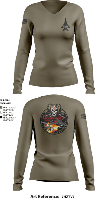 Women's Long Sleeve Vneck Shirt, 332nd EMXS, Air Force, Teamtime, Team time, sublimation, custom sports apparel, team uniforms, spirit wear, spiritwear, sports uniforms, custom shirts, team store, custom team store, fundraiser sports, apparel fundraiser