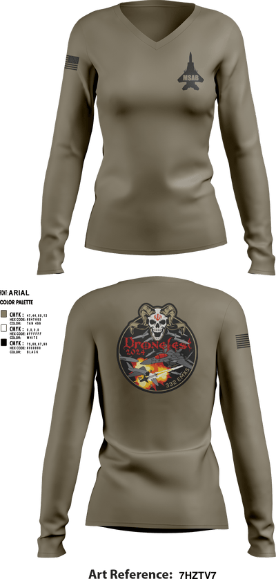 332nd EMXS 72037351 Women's Long Sleeve V-neck Shirt - 3