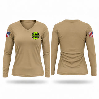 Womens Long Sleeve Vneck Shirt, Meridian, Fire Department, Teamtime, Team time, sublimation, custom sports apparel, team uniforms, spirit wear, spiritwear, sports uniforms, custom shirts, team store, custom team store, fundraiser sports, apparel fundraiser