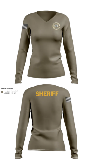 Womens Long Sleeve Vneck Shirt, Renville County Sheriff's Office, Police, Teamtime, Team time, sublimation, custom sports apparel, team uniforms, spirit wear, spiritwear, sports uniforms, custom shirts, team store, custom team store, fundraiser sports, apparel fundraiser
