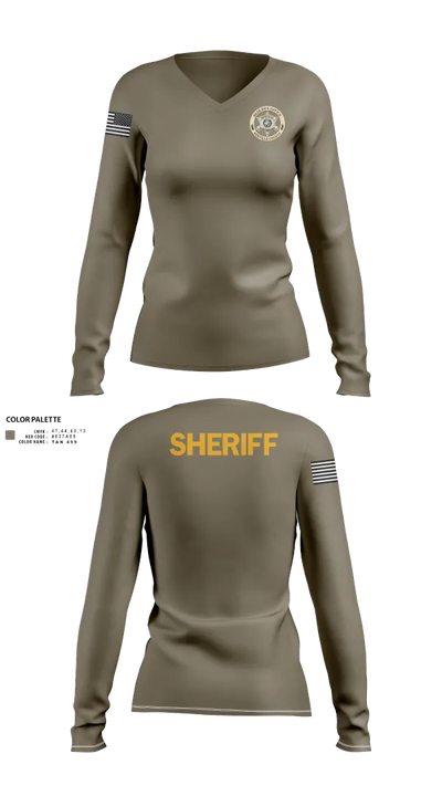 Renville County Sheriff's Office 38355062 Women's Long Sleeve V-neck Shirt - 21
