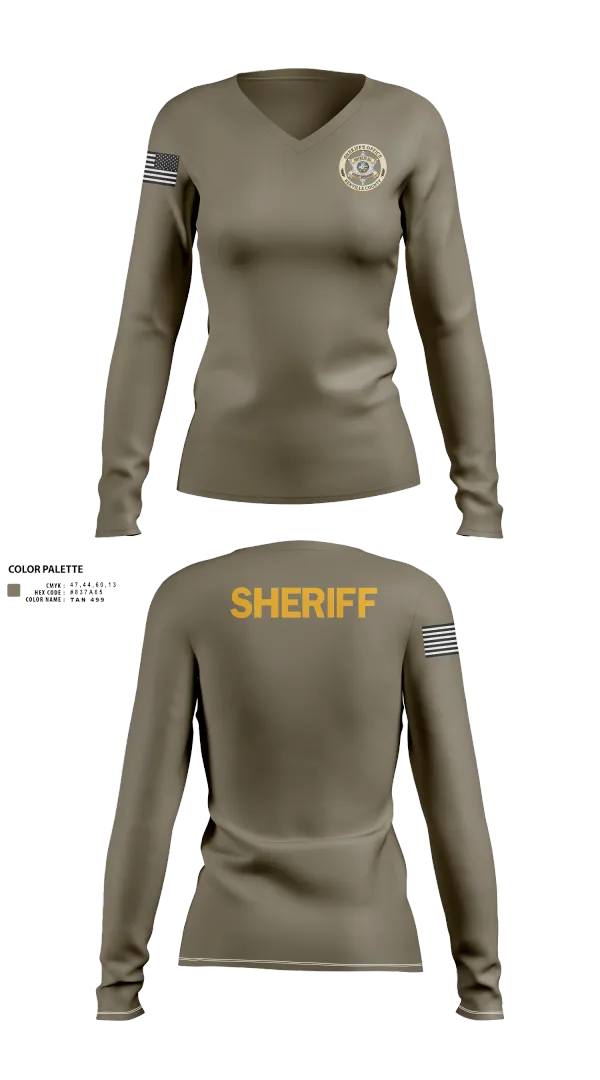 Womens Long Sleeve Vneck Shirt, Renville County Sheriff's Office, Police, Teamtime, Team time, sublimation, custom sports apparel, team uniforms, spirit wear, spiritwear, sports uniforms, custom shirts, team store, custom team store, fundraiser sports, apparel fundraiser