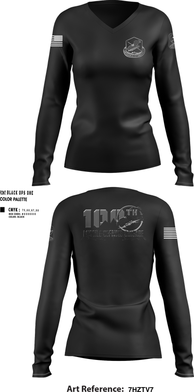 100th Missile Defense Brigade 43971287 Women's Long Sleeve V-neck Shirt - 110