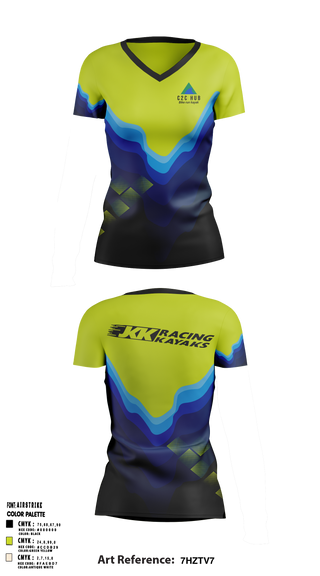 C2C HUB & JKK RACING KAYAKS 76134055 Women's Short Sleeve V-neck Shirt - 2