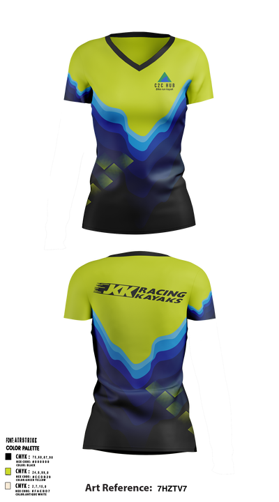 C2C HUB & JKK RACING KAYAKS 76134055 Women's Short Sleeve V-neck Shirt - 2