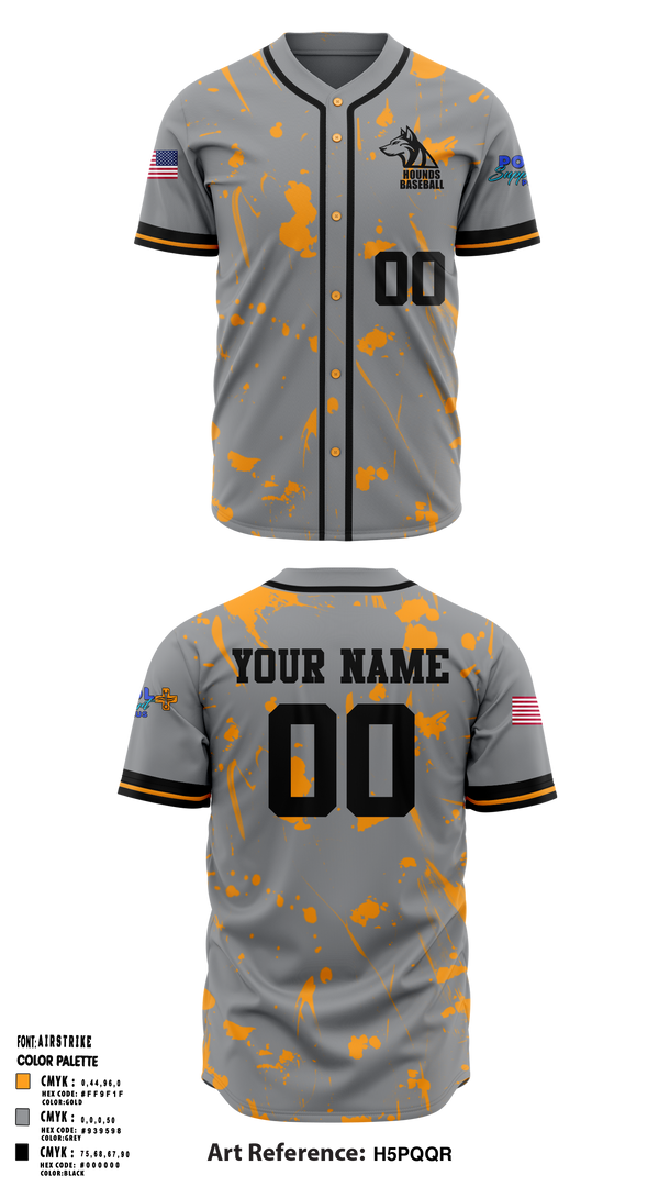 Hounds 12044335 Full Button Baseball Jersey - 1