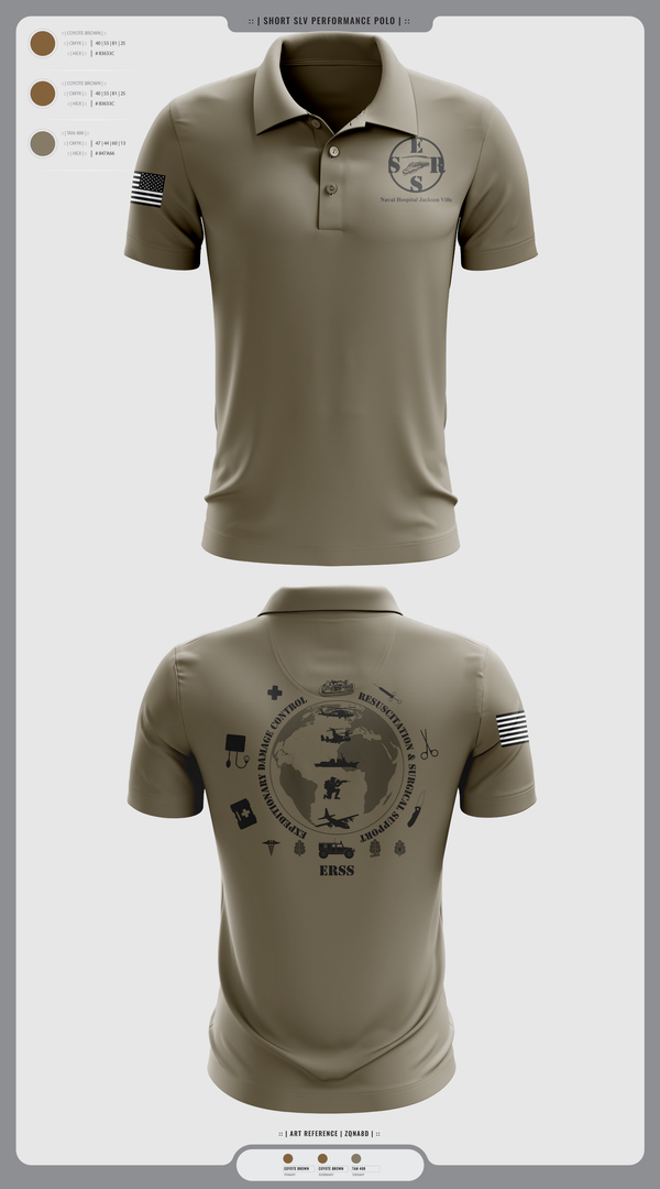Short Sleeve Performance Polo, Naval Hospital Jacksonville ERSS, , Teamtime, Team time, sublimation, custom sports apparel, team uniforms, spirit wear, spiritwear, sports uniforms, custom shirts, team store, custom team store, fundraiser sports, apparel fundraiser