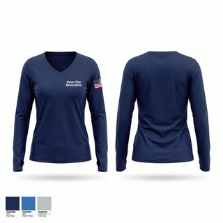 Womens Long Sleeve Vneck Shirt, Union Fire Association, Fire Department, Teamtime, Team time, sublimation, custom sports apparel, team uniforms, spirit wear, spiritwear, sports uniforms, custom shirts, team store, custom team store, fundraiser sports, apparel fundraiser